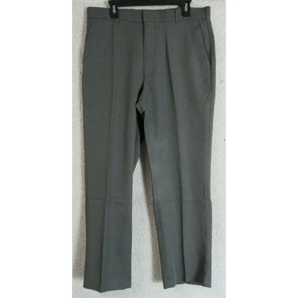 Mens Levis Action Slacks Gray 36x30 Polyester Flat Front Casual Dress Pants‎